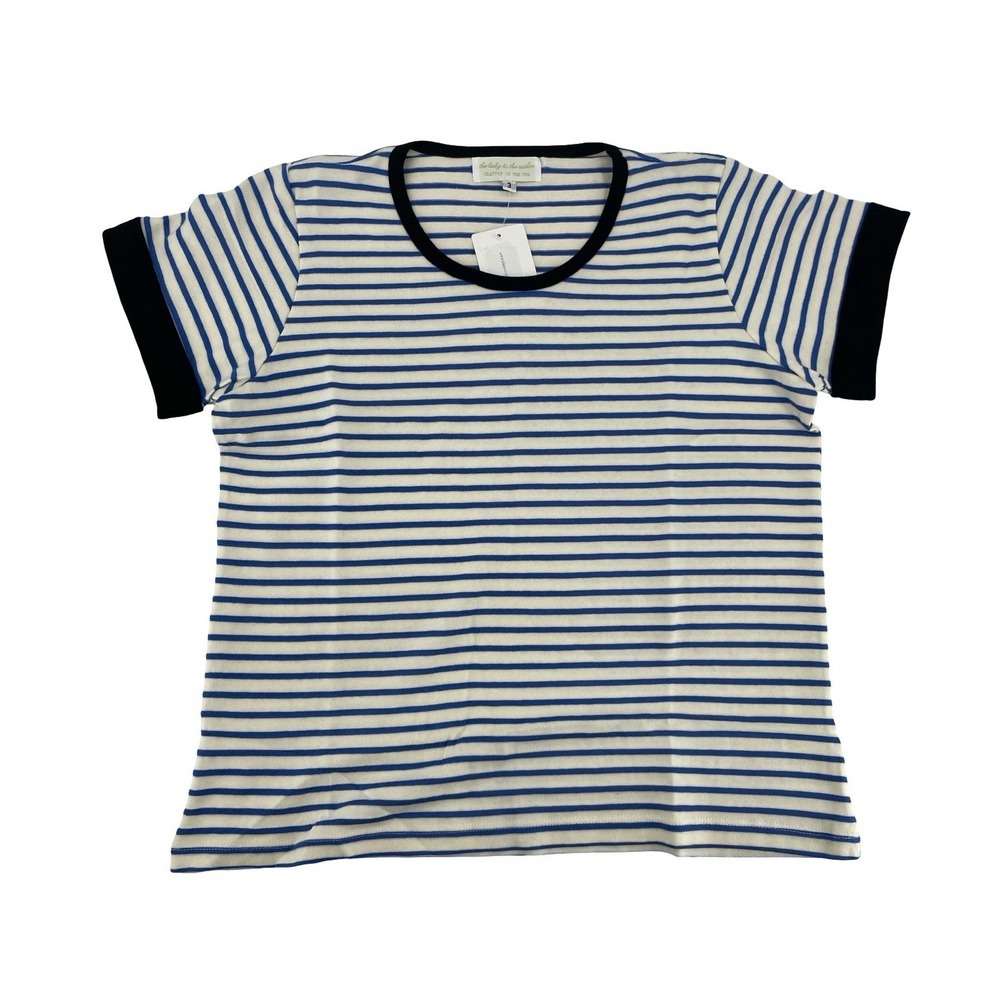 The Lady & The Sailor Women's T-Shirt Striped Blue Cotton Size 3